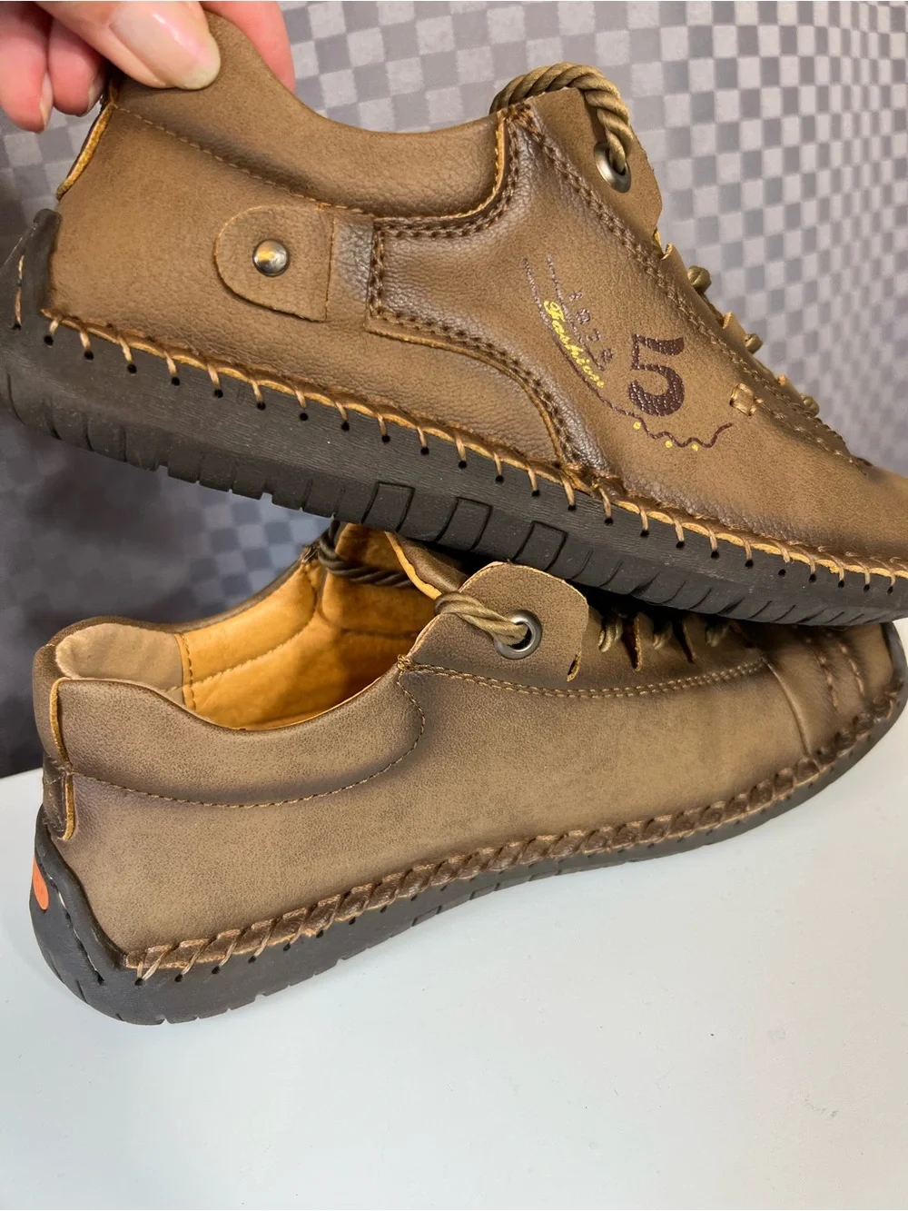 Faux Leather Driving Moccasin Loafer Travel Casual Shoes Men Size 4.5 NEW